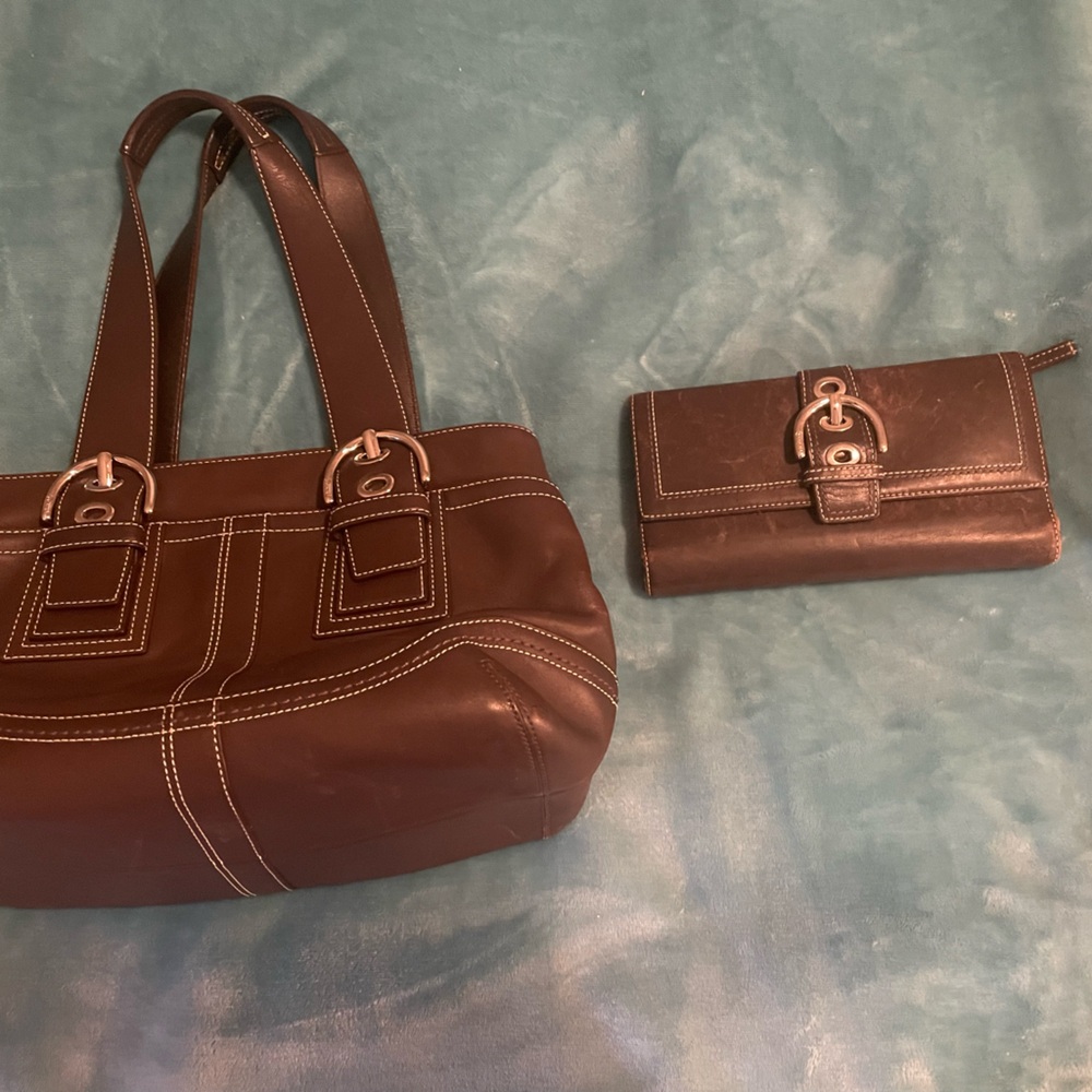 Coach Genuine Leather Purse with Matching Wallet